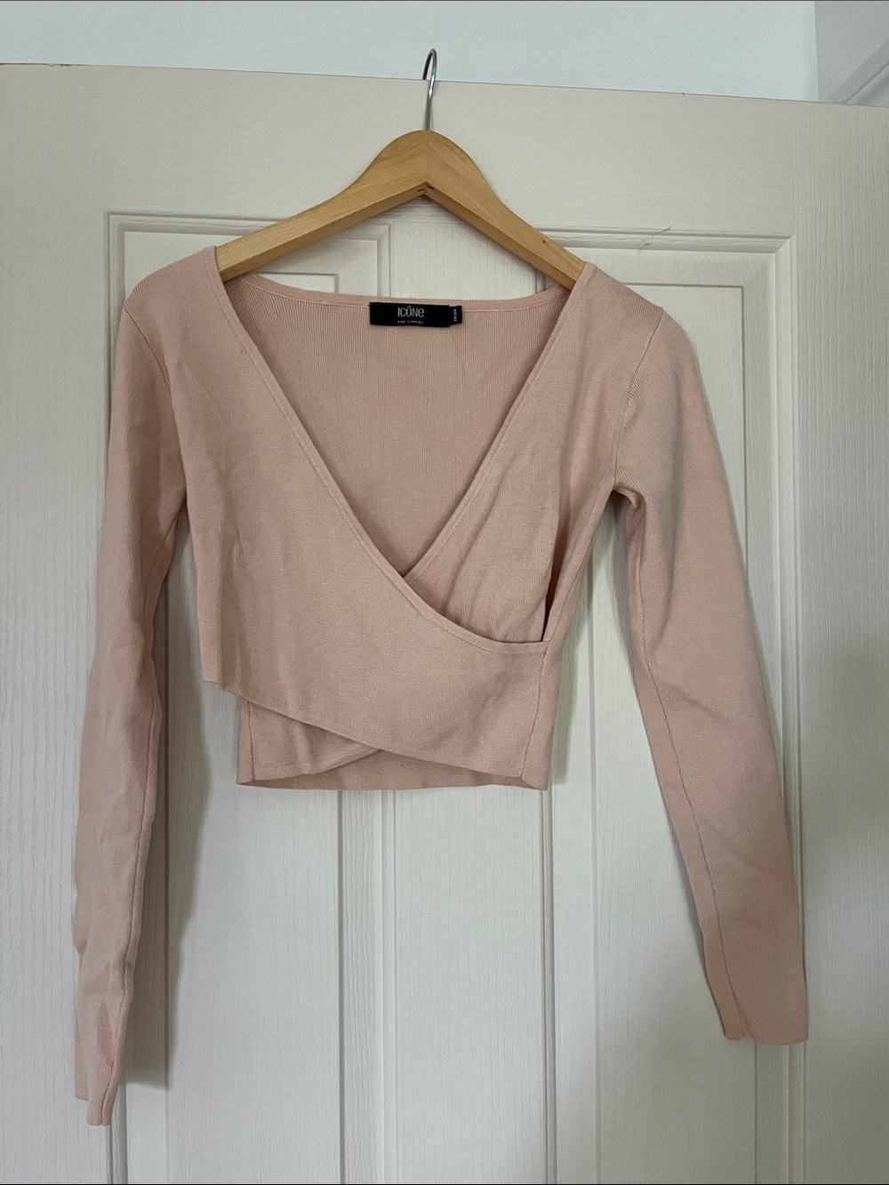 Blush pink Wrap Front Long Sleeve Top